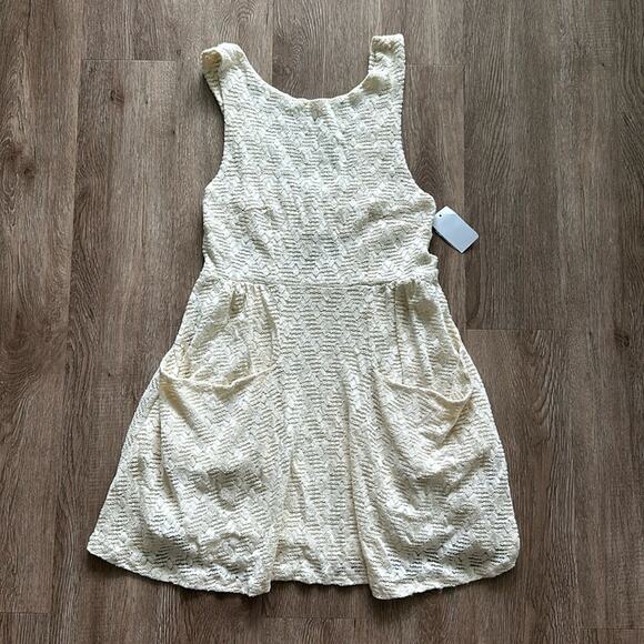 NWT Free People Cream Tea Lace Poppy Mini Dress Size Medium Lined - Picture 1 of 7